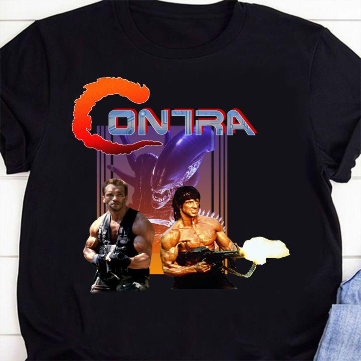 Contra movie shirt, Sylvester Stallone, Arnold Schwarzenegger t-shirt shirt