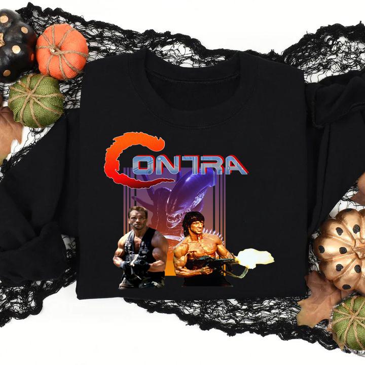Contra movie shirt, Sylvester Stallone, Arnold Schwarzenegger t-shirt sweatshirt