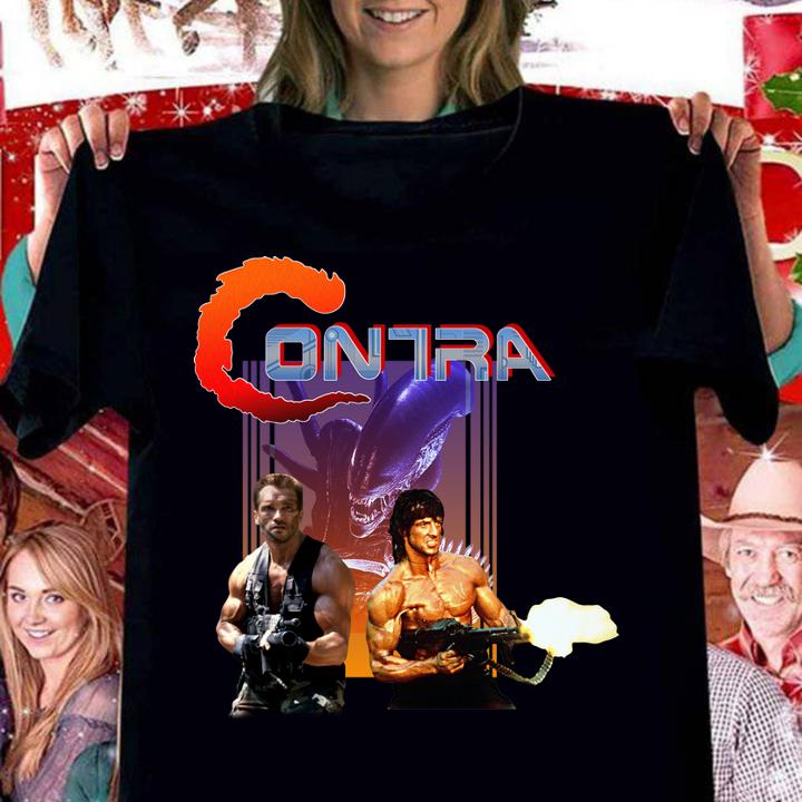 Contra movie shirt, Sylvester Stallone, Arnold Schwarzenegger t-shirt woman shirt