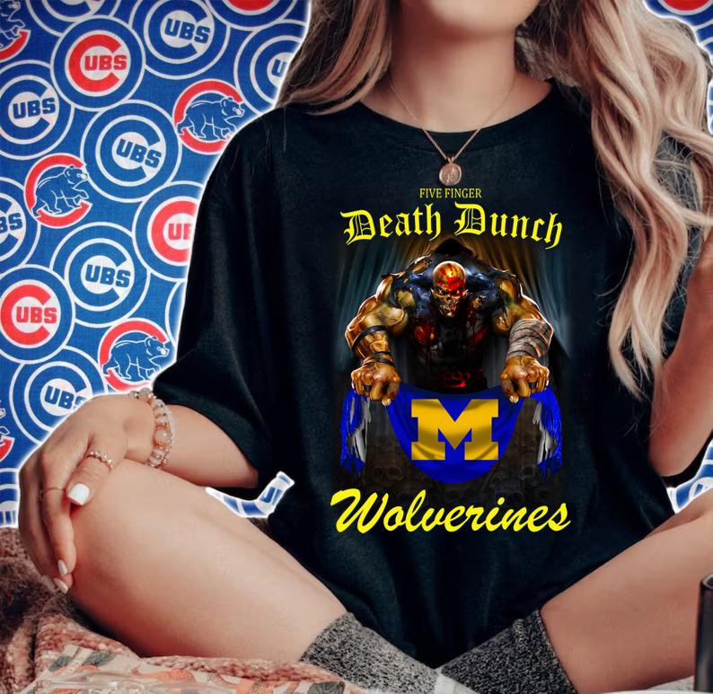 Five Finger Death Punch holding Michigan Wolverines flag t-shirt woman shirt