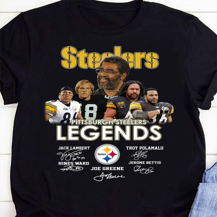Pittsburgh Steelers Legends Signed Jack Lambert Troy Polamalu t-shirt shirt