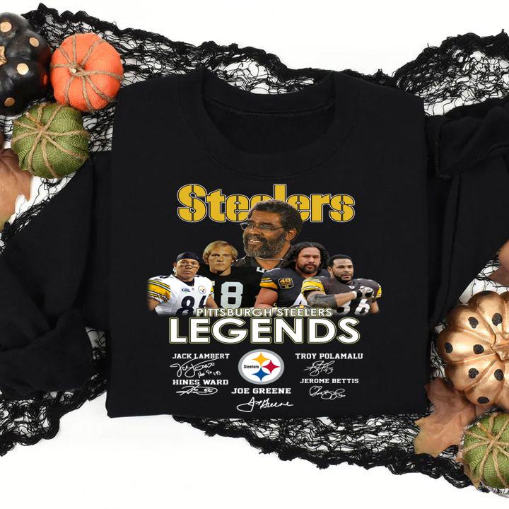 Pittsburgh Steelers Legends Signed Jack Lambert Troy Polamalu t-shirt sweatshirt