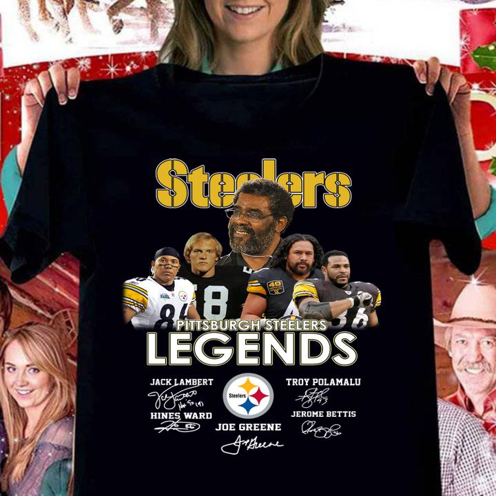 Pittsburgh Steelers Legends Signed Jack Lambert Troy Polamalu t-shirt woman shirt