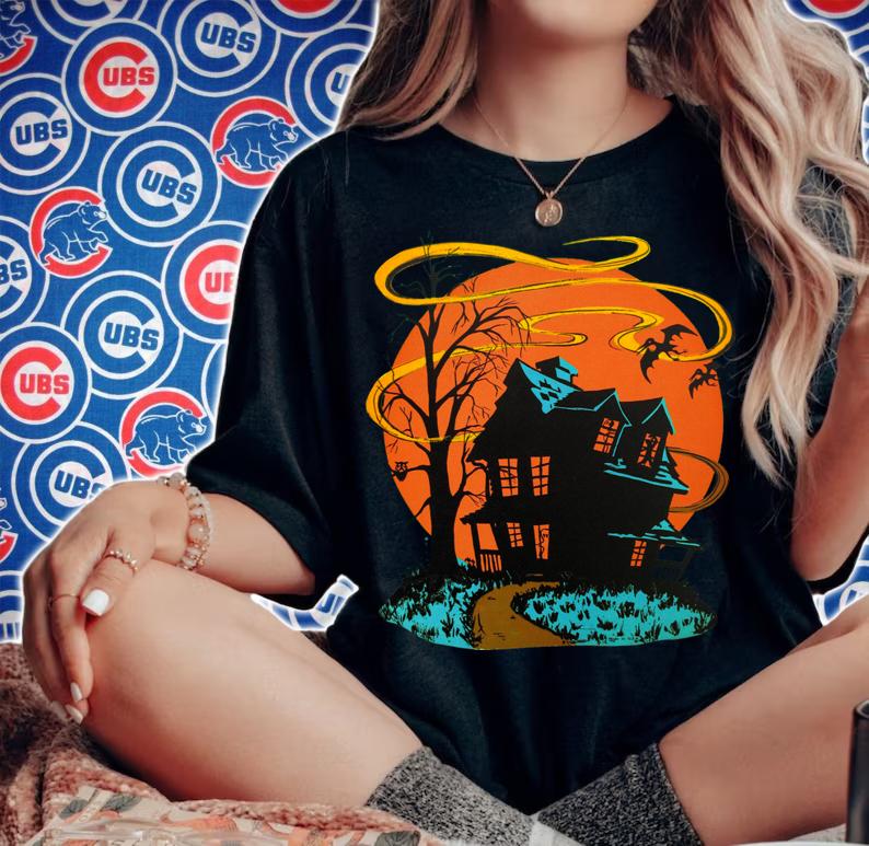Beautiful Vintage Halloween Beistle Haunted House Horror t-shirt woman shirt