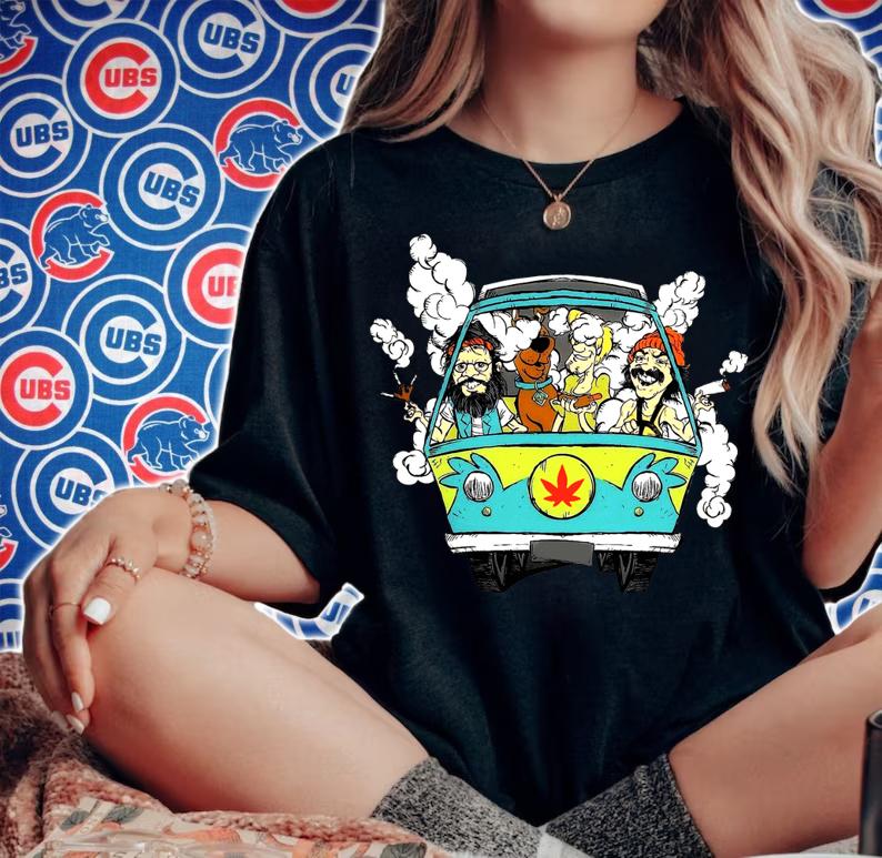 Hippie Car Cannabis Scooby Doo And Hippie Old Man Smoking Weed t-shirt woman shirt