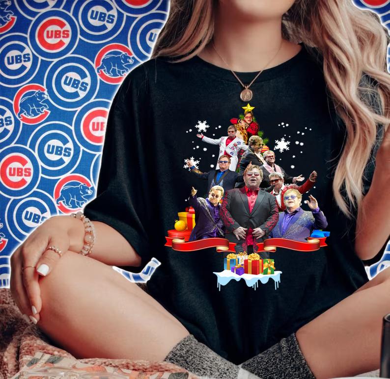 Elton John Christmas tree gift t-shirt woman shirt