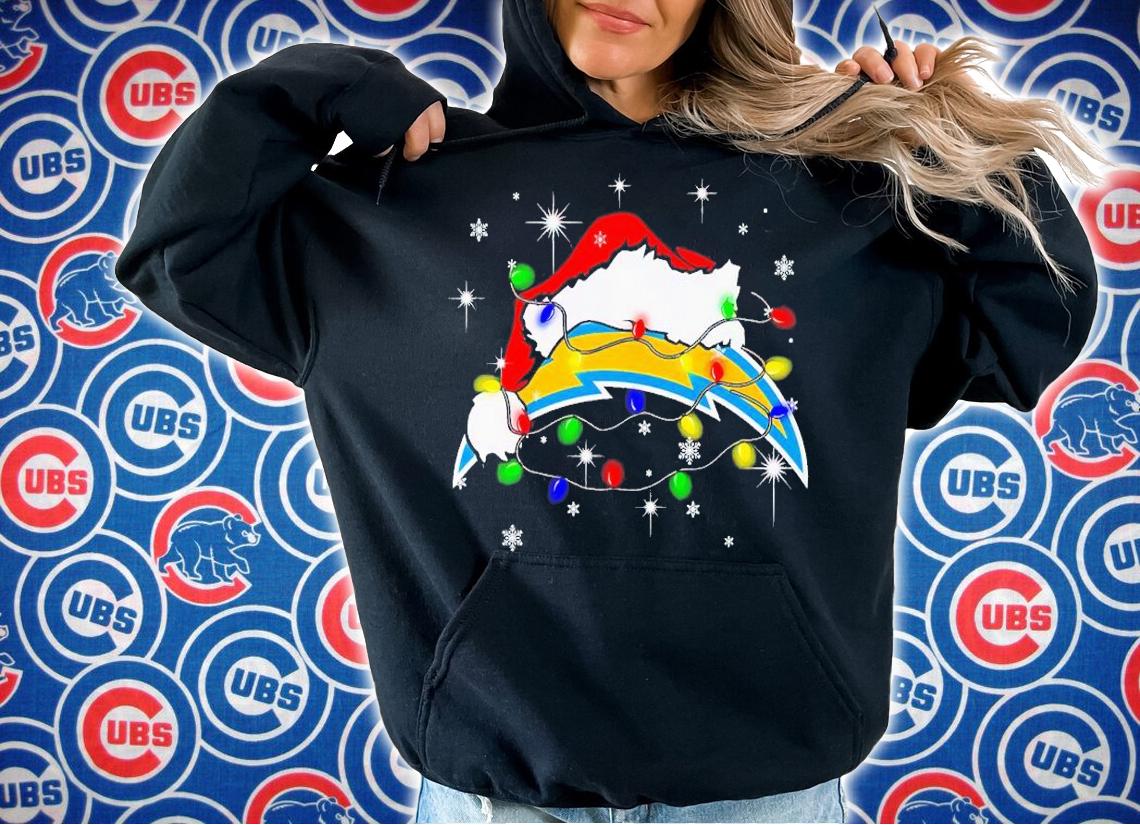 Angeles Chargers Santa hat Christmas shirt t-shirt hoodie