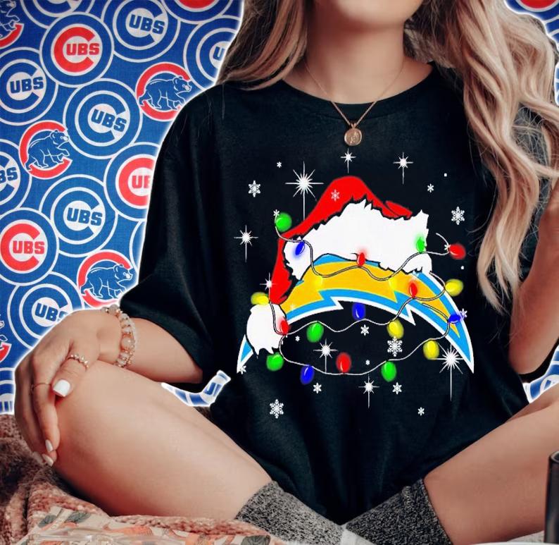 Angeles Chargers Santa hat Christmas shirt t-shirt woman shirt