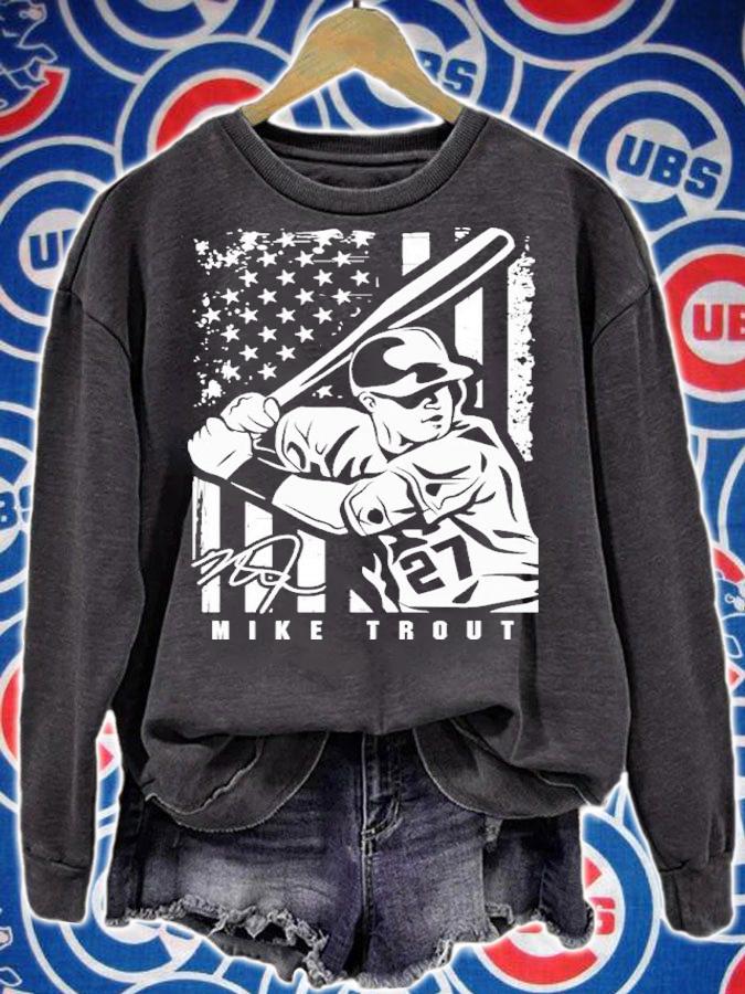 Mike Trout Player Illustration Flag Shirt t-shirt