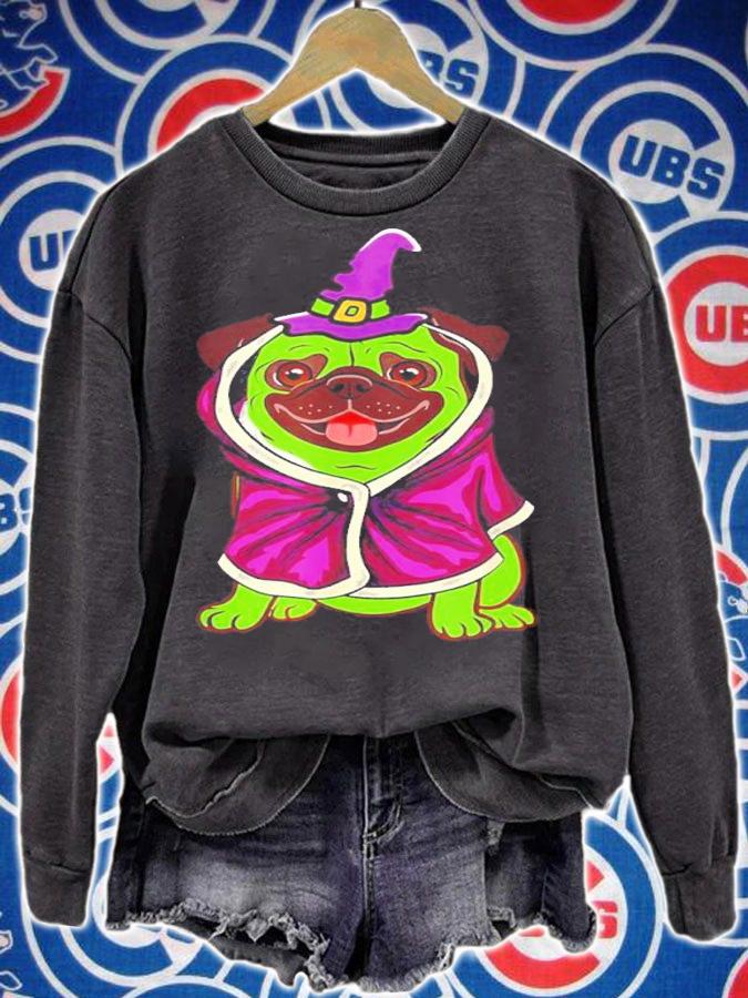 Green Witch Pug Cute Dog Halloween Costume Pug-o-ween Funny shirt t-shirt
