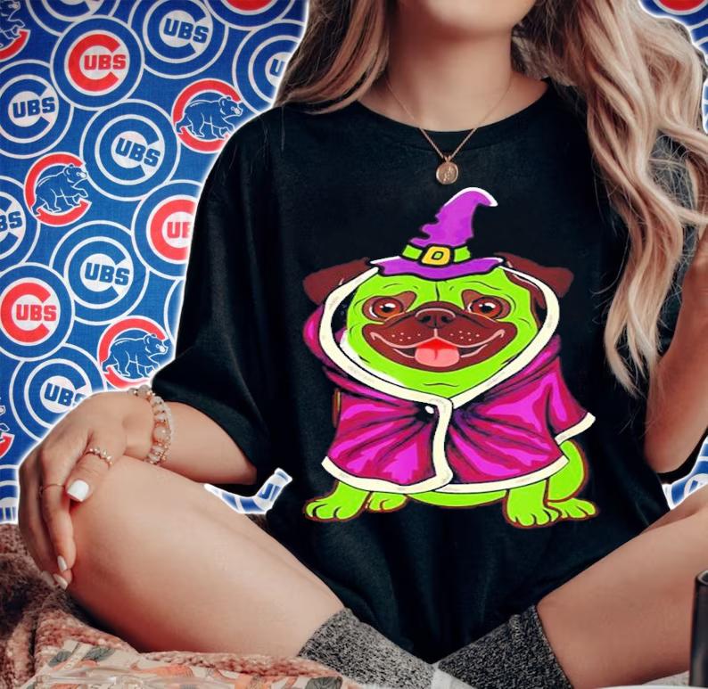 Green Witch Pug Cute Dog Halloween Costume Pug-o-ween Funny shirt t-shirt