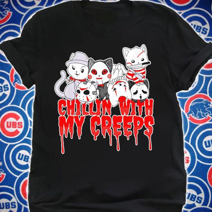 Chillin With My Creeps Cat Horror Serial Killer Halloween T-Shirt t-shirt shirt