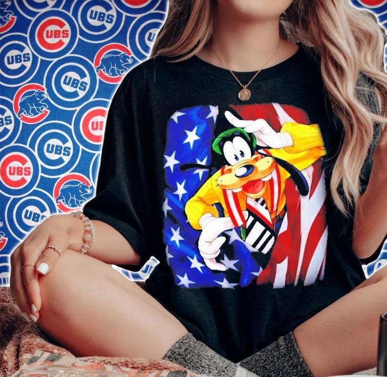 Goofy Dog Flag American 4th Of July Colorful Disney Graphic Cartoon T-Shirt t-shirt