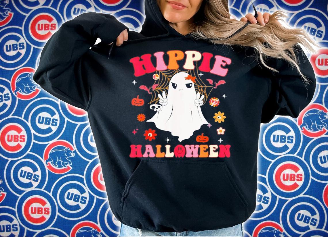 Hippie Halloween Retro Ghost Pumpkin Rainbow Groovy T-Shirt t-shirt hoodie