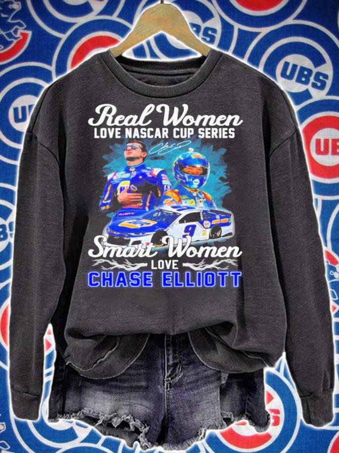 Real Women Love Nascar Cup Series Smart Women Love Chase Elliott Signature Shirt t-shirt sweatshirt