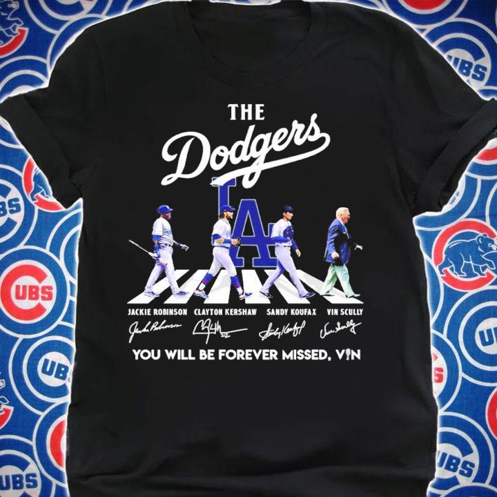 The Dodgers Abbey Road Jackie Robinson Clayton Kershaw Sandy Koufax Vin Scully signatures shirt t-shirt shirt