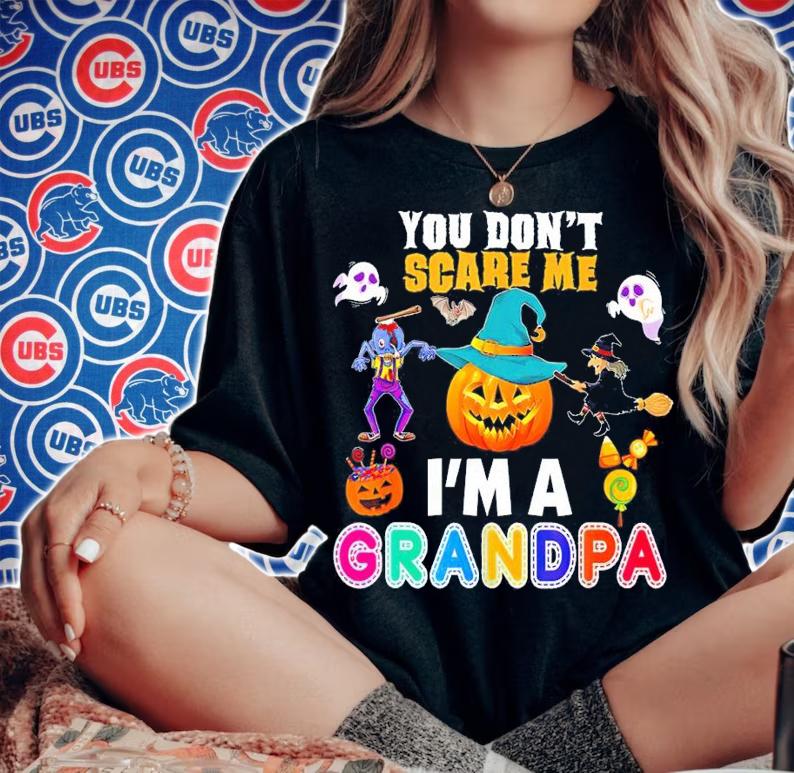 You Dont Scare Me Im A Grandpa Cant Halloween Pumpkin T-Shirt t-shirt woman shirt