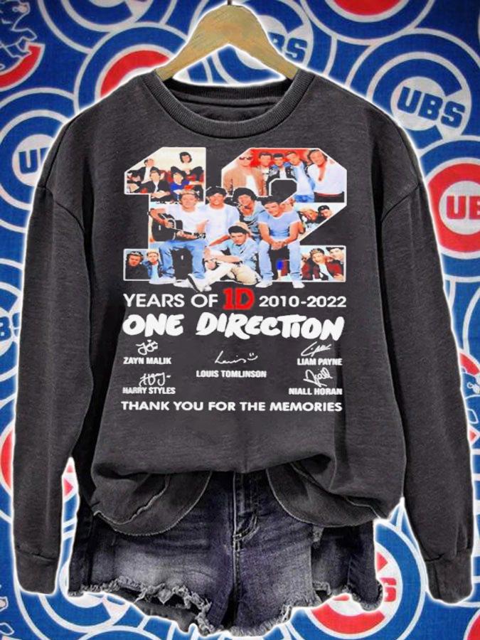 12 One Direction Incredible Years 2010-2022 Signatures Thank You For The Memories Shirt t-shirt sweatshirt
