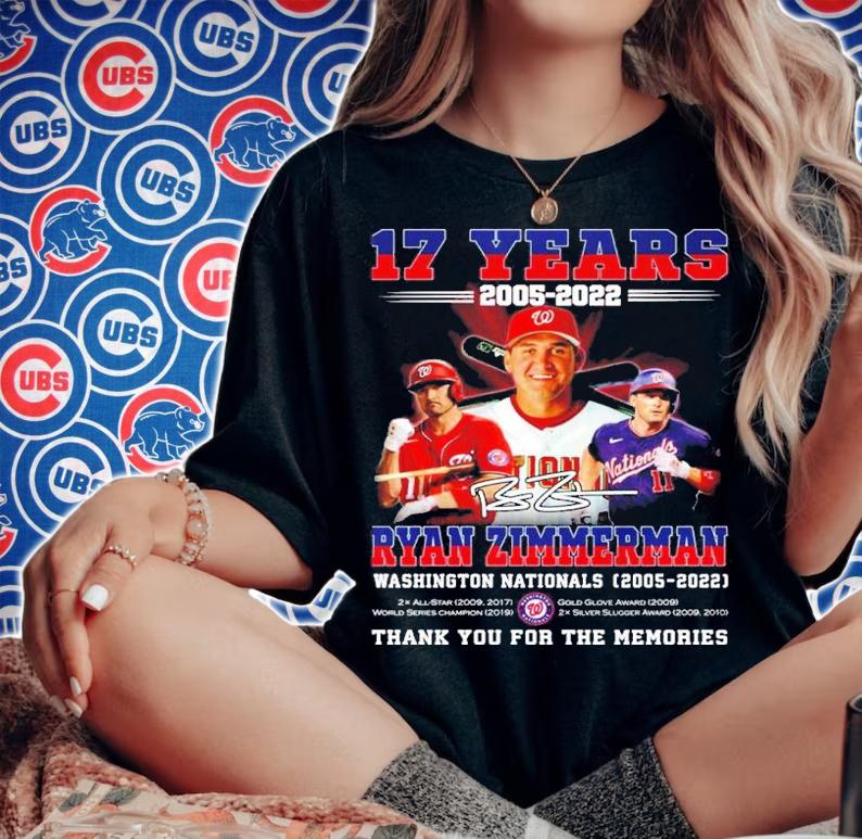 17 Years 2005-2022 Ryan Zimmerman Washington Nationals 2005-2022 Signatures Thank You For The Memories Shirt t-shirt woman shirt