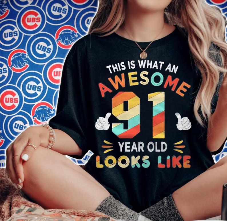 91St Birthday Gift 91 Years Old Looks Like Funny 91St Bday shirt t-shirt