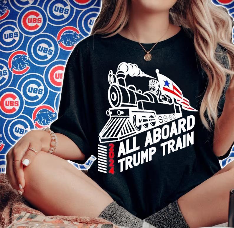All Aboard Trump Train 2024 T-Shirt t-shirt woman shirt