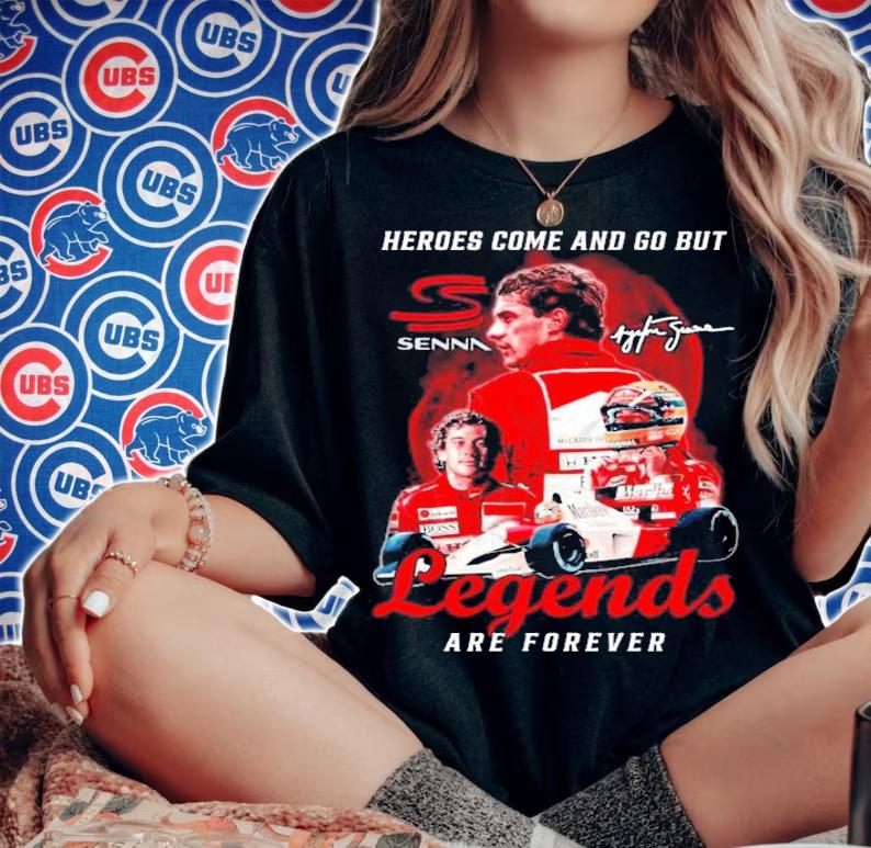 Ayrton Senna Heroes Come And Go But Legends Are Forever Signatures T-Shirt t-shirt woman shirt