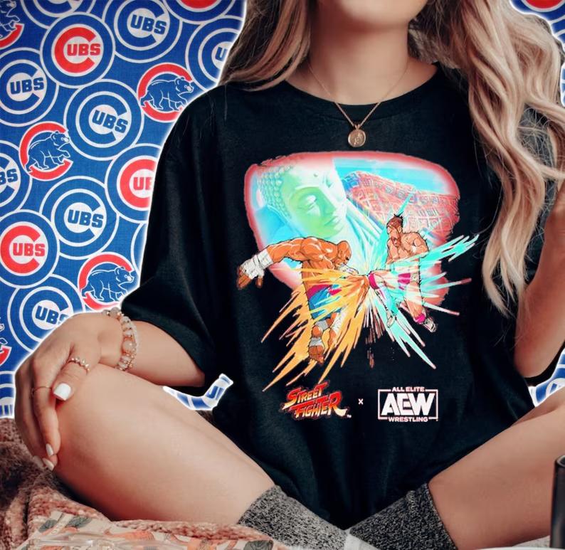 Bryan Danielson Vs. Sagat Street Fighter X AEW Shirt t-shirt woman shirt
