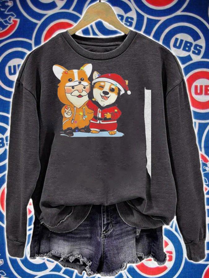 Corgi and santa claus friends christmas shirt t-shirt