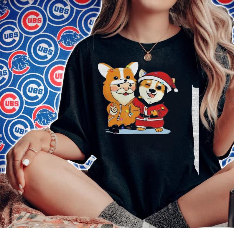 Corgi and santa claus friends christmas shirt t-shirt