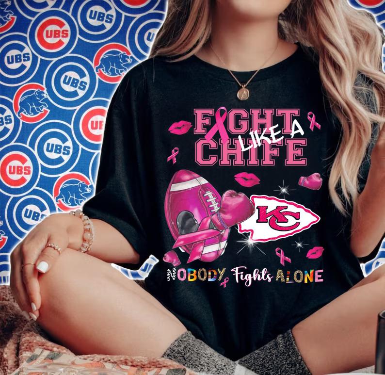 Kansas City Chiefs Fight Chiefs Like A Nobody Fights Alone Breast Cancer t-shirt woman shirt