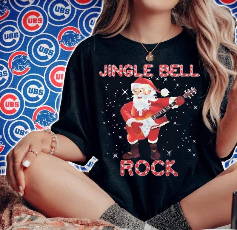 Jingle Bell Rock Merry Christmas Santa Electric Guitar Xmas Shirt t-shirt woman shirt