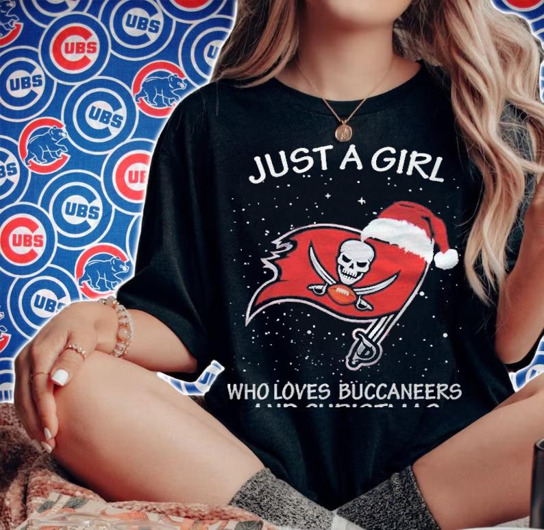Just A Girl Who Loves Buccaneers And Christmas Shirt t-shirt woman shirt