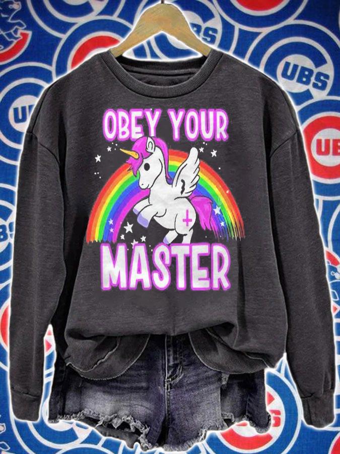 Obey Your Master  Satanic Unicorn  Anti Religion Metal Shirt t-shirt sweatshirt