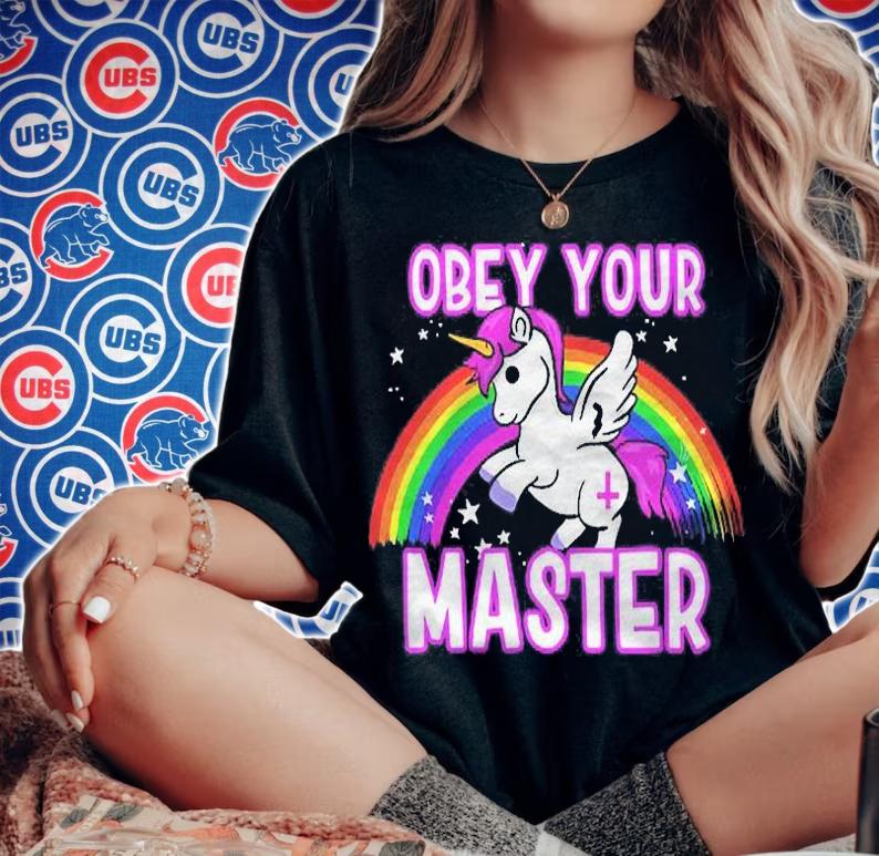Obey Your Master  Satanic Unicorn  Anti Religion Metal Shirt t-shirt woman shirt