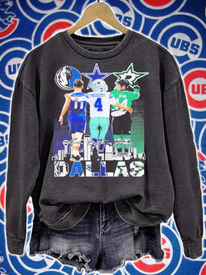 Dallas Mavericks Doncic 11 Dallas Cowboys Prescott 4 Dallas Stars Benn 14 Dallas City Signatures Shirt t-shirt sweatshirt
