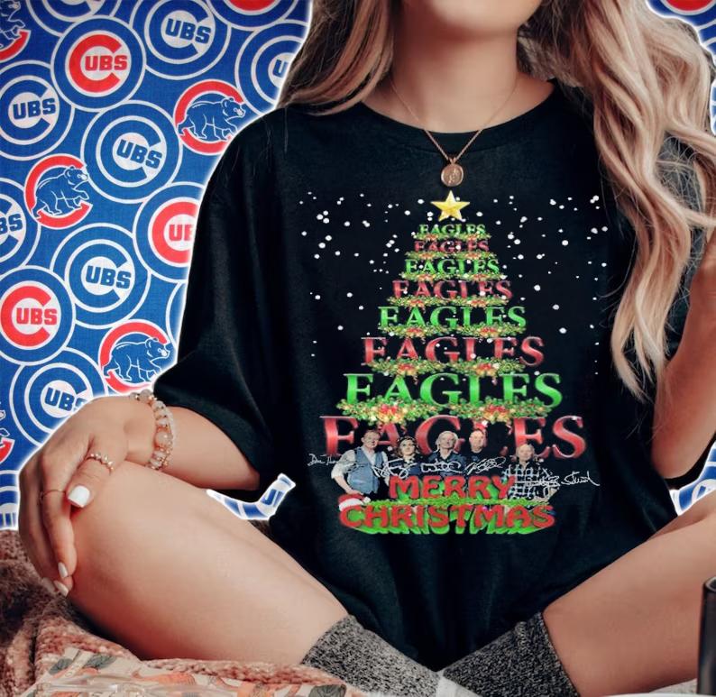 Eagles Band Signatures Merry Christmas Tree Shirt t-shirt woman shirt