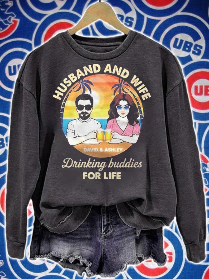 Husband And Wife Drinking Buddies For Life David And Ashley Personalized Beer Shirt t-shirt sweatshirt