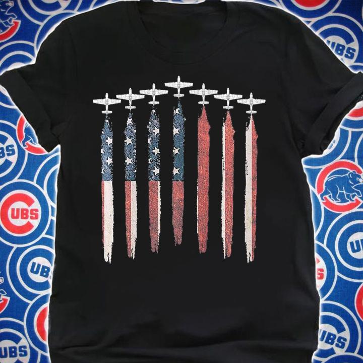 P51D Mustang WW2 Airplane USA Flag Airplane P51 4th Of July T-Shirt t-shirt shirt