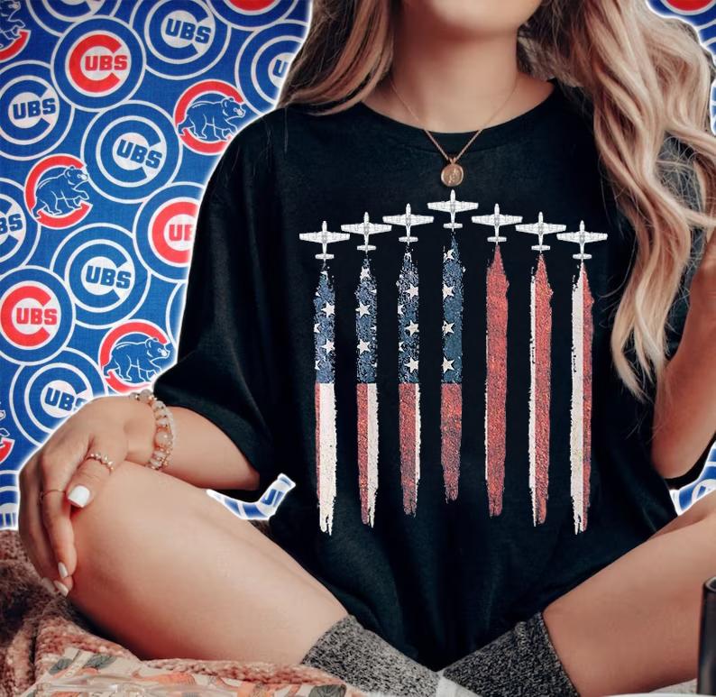 P51D Mustang WW2 Airplane USA Flag Airplane P51 4th Of July T-Shirt t-shirt woman shirt