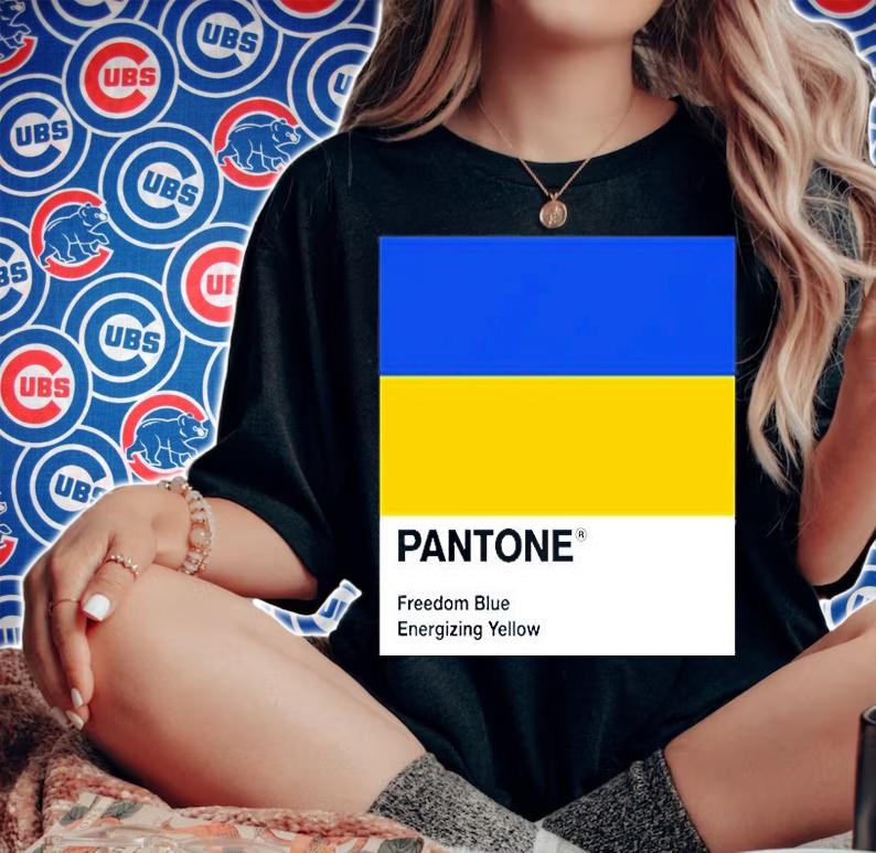 Pantone Freedom Blue Energizing Yellow T-Shirt t-shirt woman shirt
