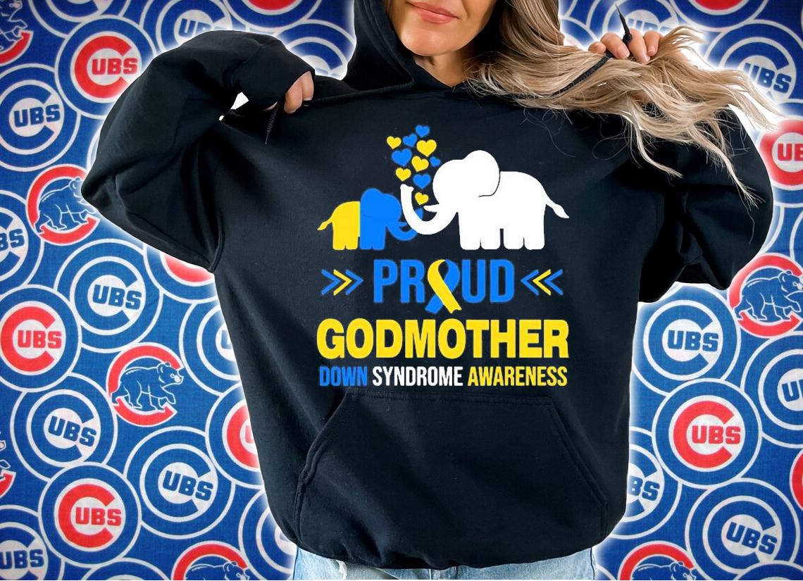 Proud Godmother Down Syndrome Awareness Blue Yellow Ribbon T-Shirt t-shirt hoodie