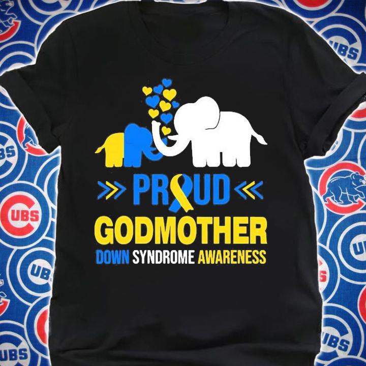Proud Godmother Down Syndrome Awareness Blue Yellow Ribbon T-Shirt t-shirt shirt