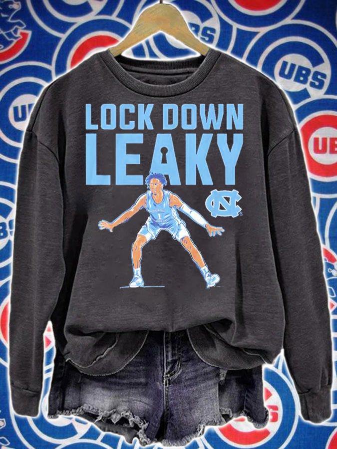 UNC Basketball Lock Down Leaky Black Shirt t-shirt