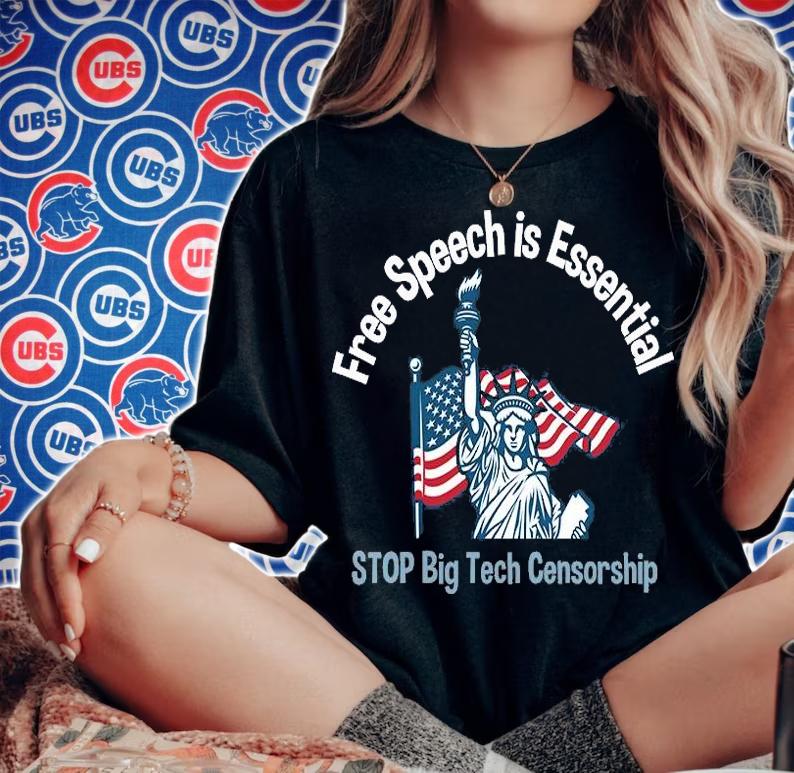 Free Speech Is Essential Stop Big Tech Censorship Statue Of Liberty US Flag T-shirt t-shirt woman shirt