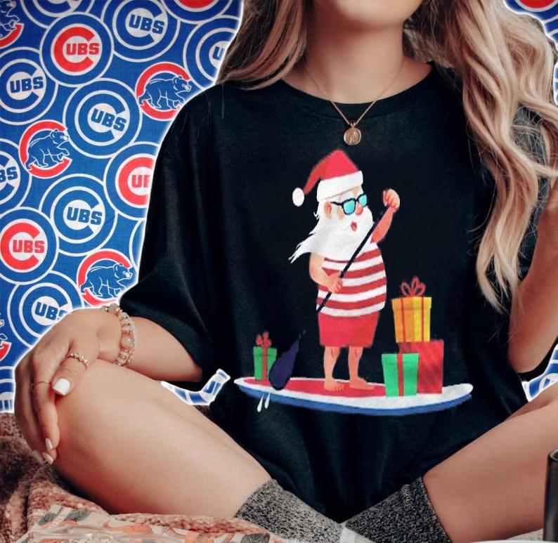 Christmas Paddle Boarding Santa In Swim Shorts Gift Shirt t-shirt woman shirt