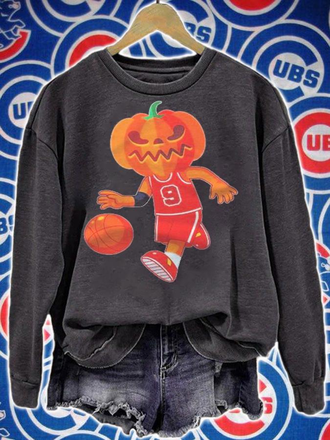 Halloween Basketball Player Pumpkin Head Scary Gift T-shirt sweatshirt