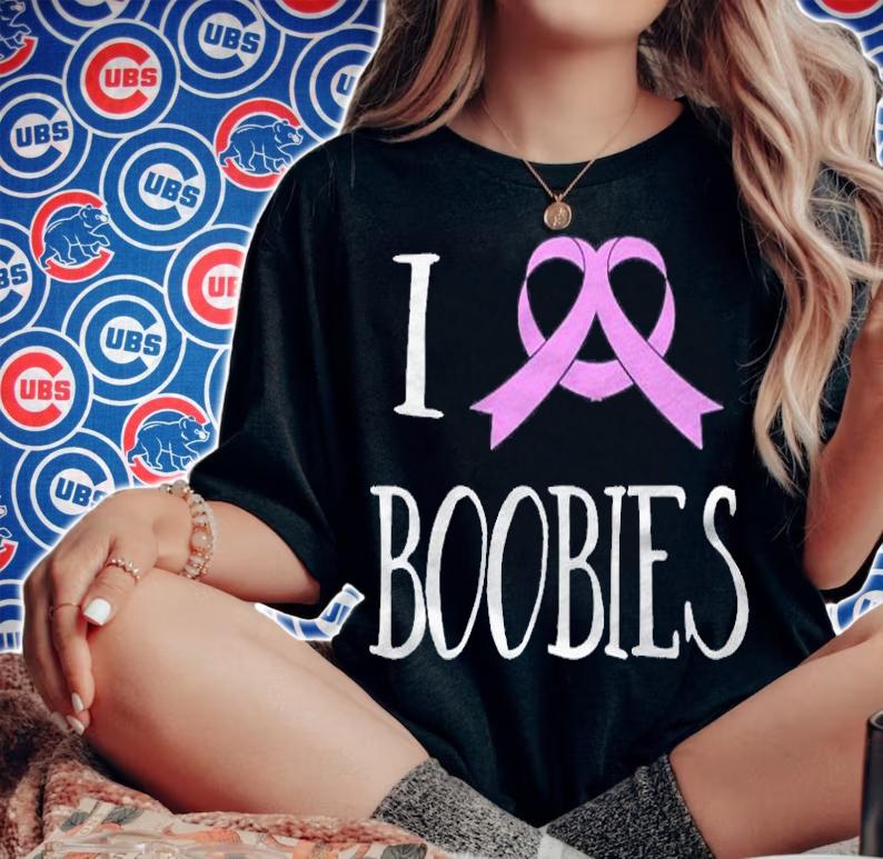 I Love Boobies Ribbon Heart Breast Cancer Awareness Shirt woman shirt
