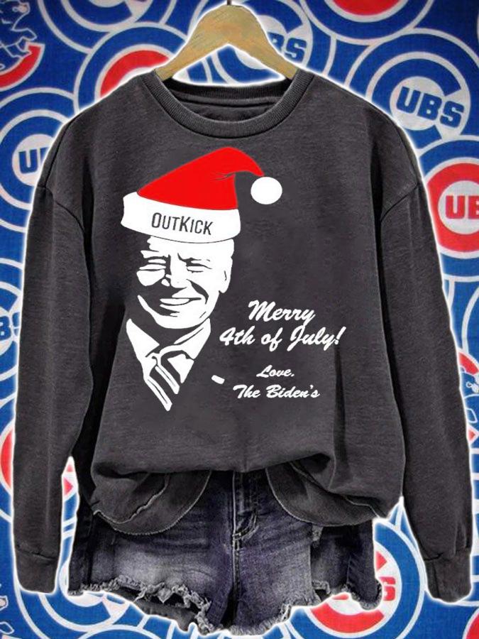 Joe Biden Santa Outkick Merry 4th Of July Love The Biden's Shirt sweatshirt