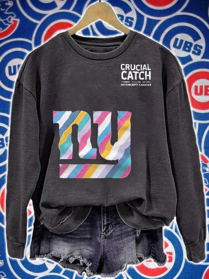 New York Giants football team crucial catch intercept cancer T-shirt sweatshirt