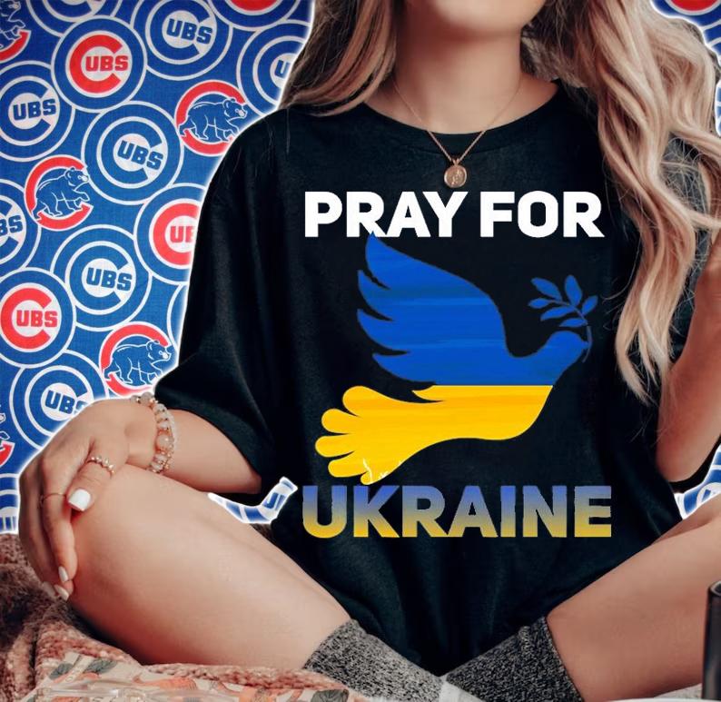Pray For Ukraine Ukrainian Trident Coat of Arms T-Shirt woman shirt